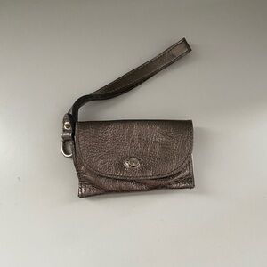 Free People Leather Bag Lanyard Metallic